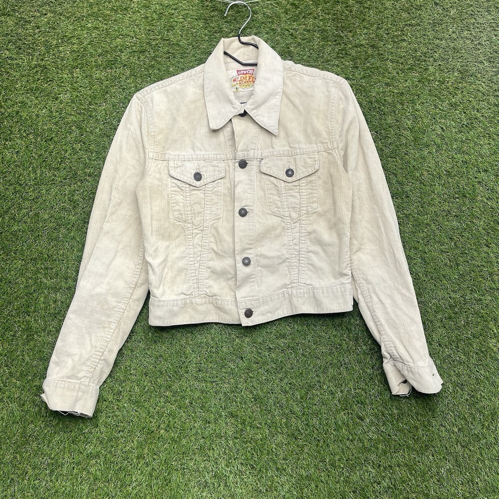 Vintage Levis Slim Fit Corduroy Jacket Mens Small USA Made White Tab Removed 60s